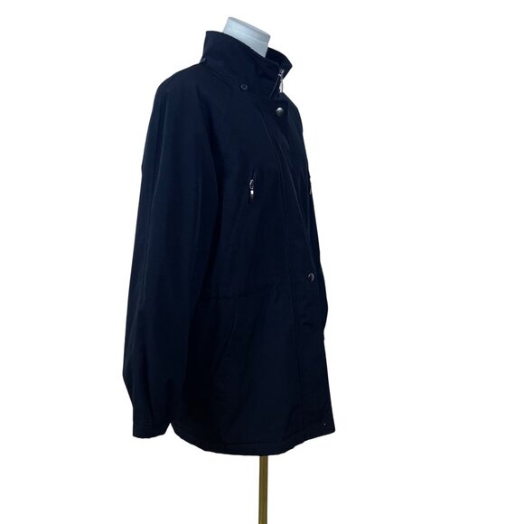 Liz Claiborne Women’s Black Zip-Up Jacket With High Collar Snap Details Size M - Picture 2 of 10